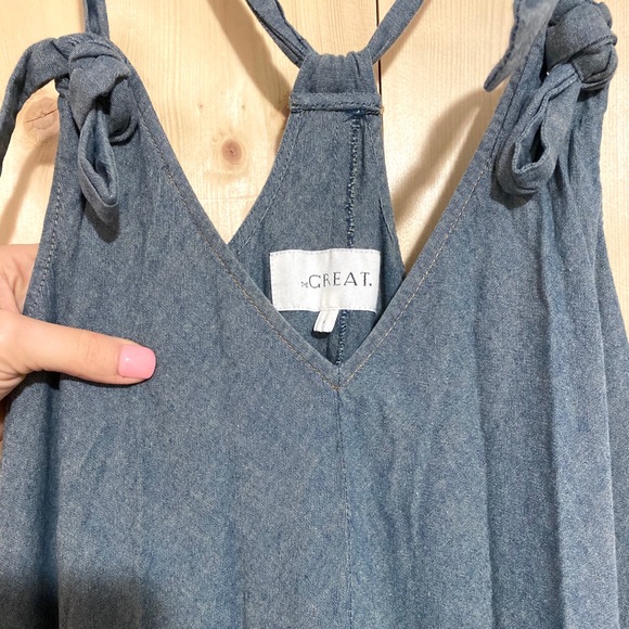 The Great denim jean maxi dress tie knot strap - Picture 5 of 6